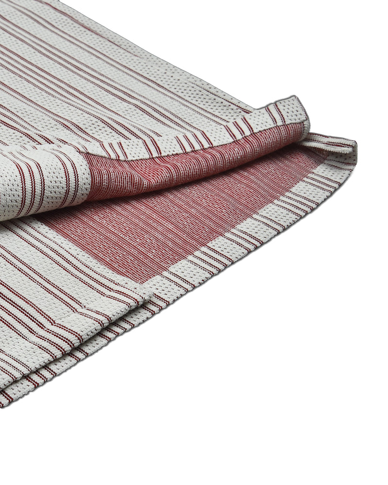 Summer Camp Collar Casual Shirt in White and Maroon Stripes