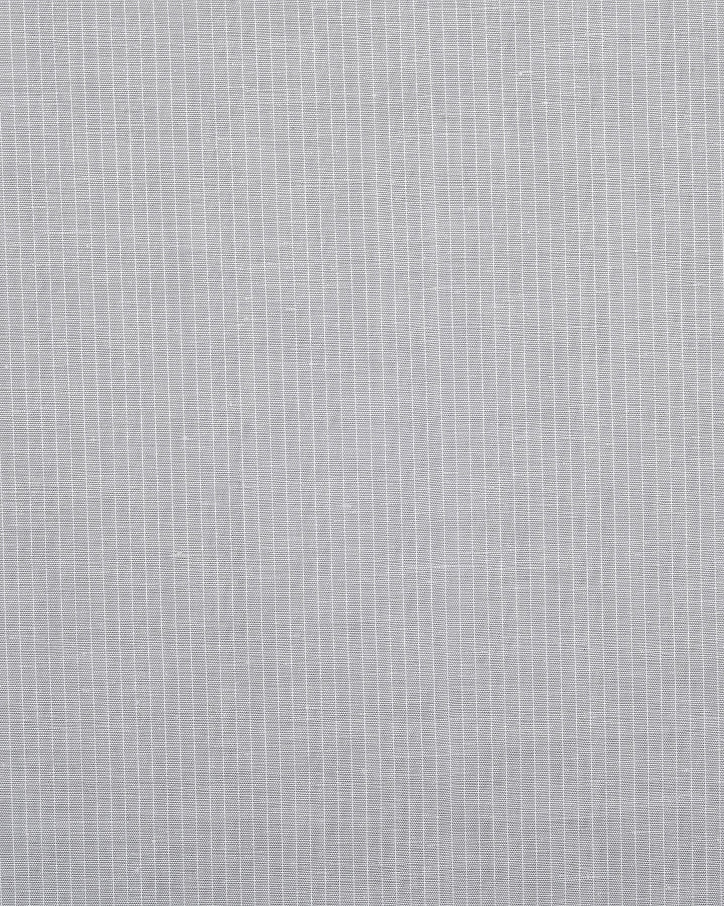 Cotton Linen: White Hairline Stripes On Grey