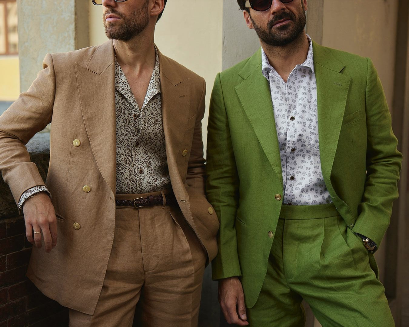 Linen Fresco Golden Brown Double Breasted Jacket