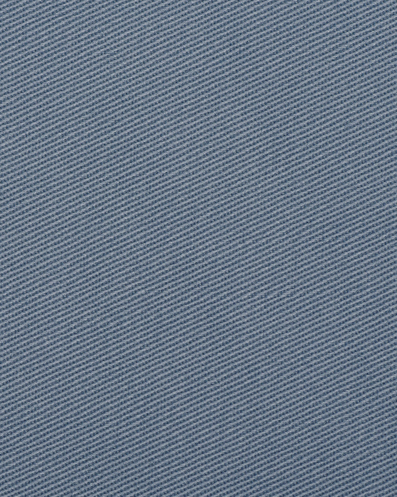 Closeup view of custom Genoa Chino pants for men by Luxire in blueish grey