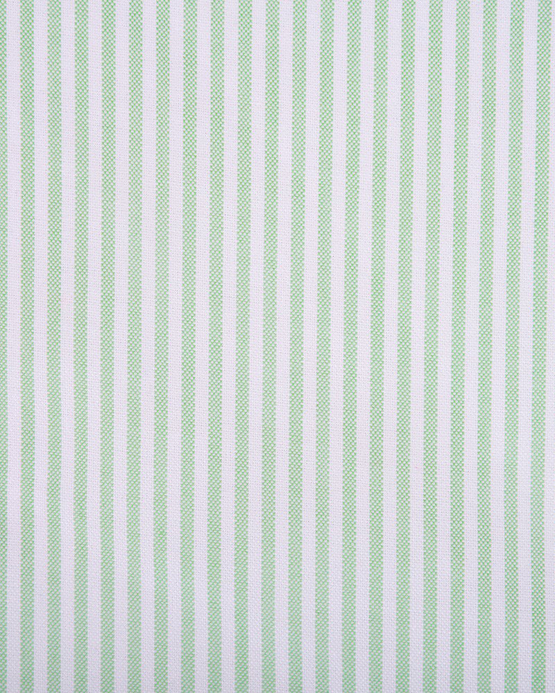 Close up of the custom oxford shirt for men by Luxire in shades of green