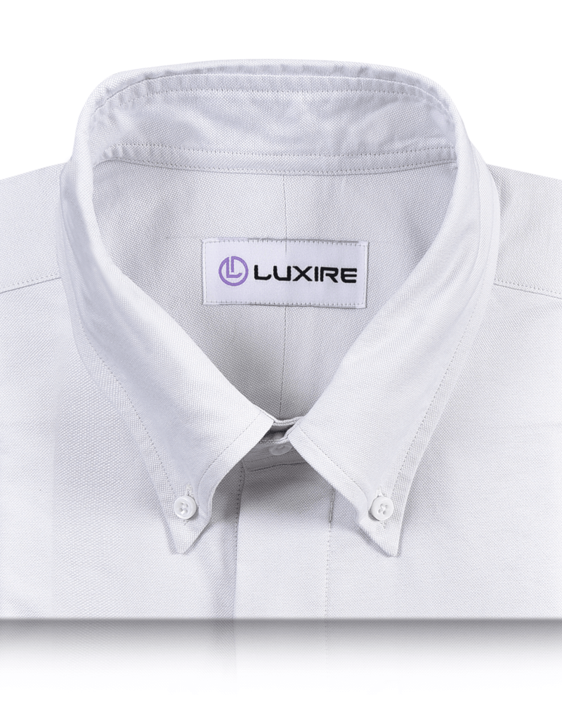 Collar of the custom oxford shirt for men by Luxire in milky white