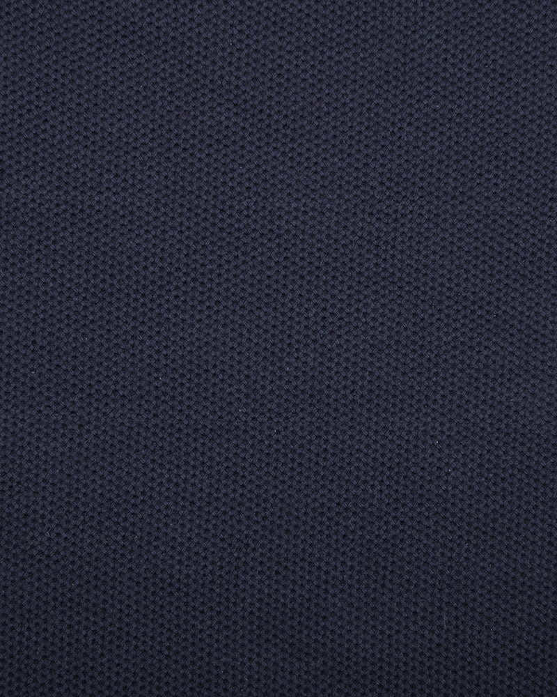 Close up of the custom oxford polo shirt for men by Luxire in midnight blue 2