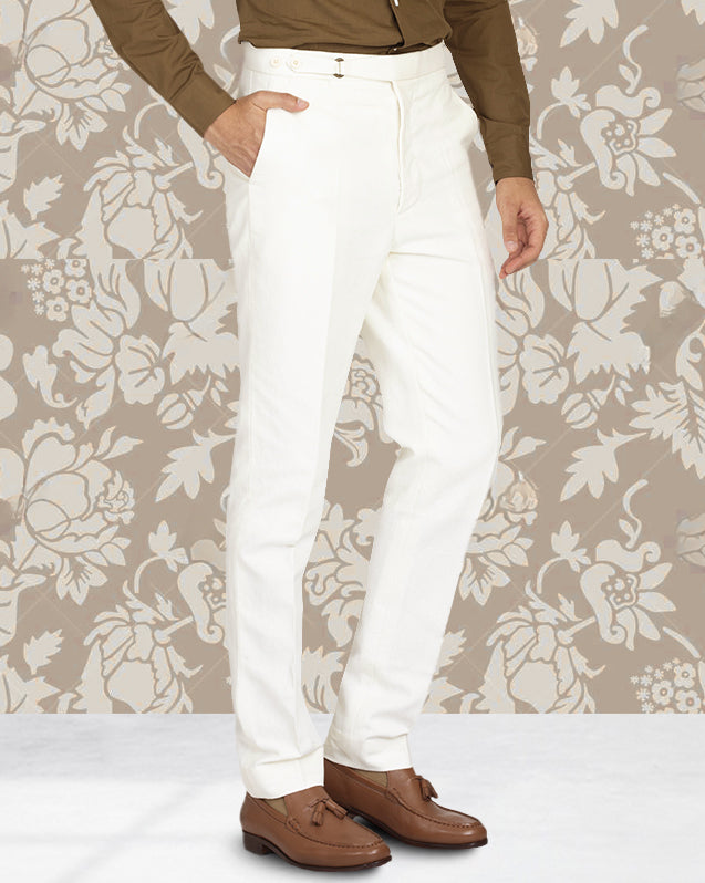 Linen Cotton Canvas: Cream Pant - 1