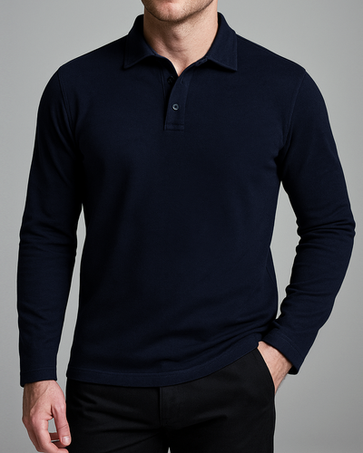 EZS Aria Navy Long Sleeve Polo