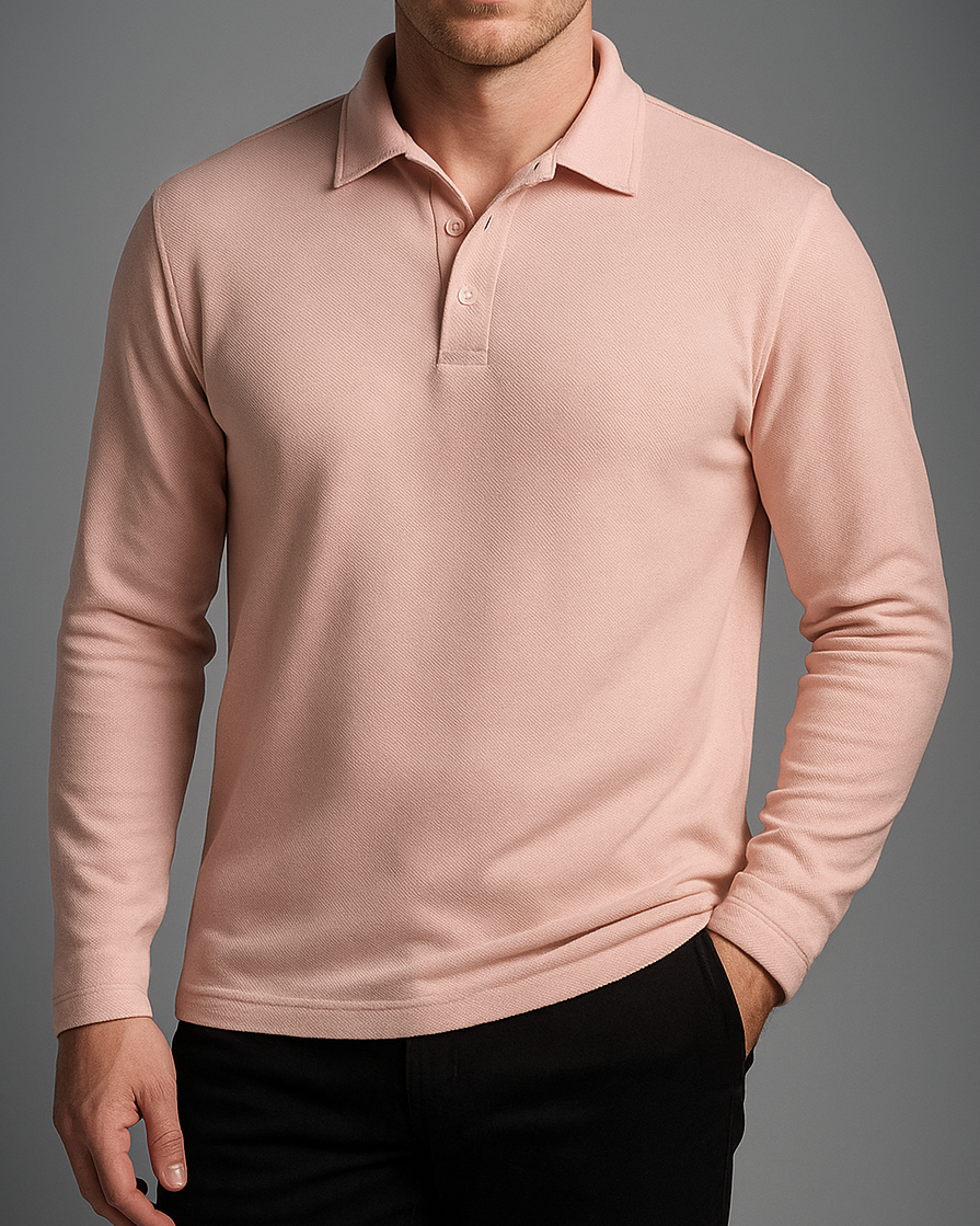 EZS Aria Pink Long Sleeve Polo - 1