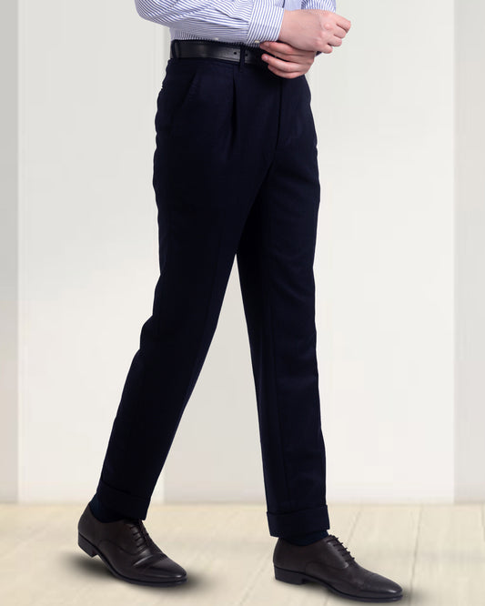 Pleated Vitale Barberis Canonico Dark Navy Flannel Pant