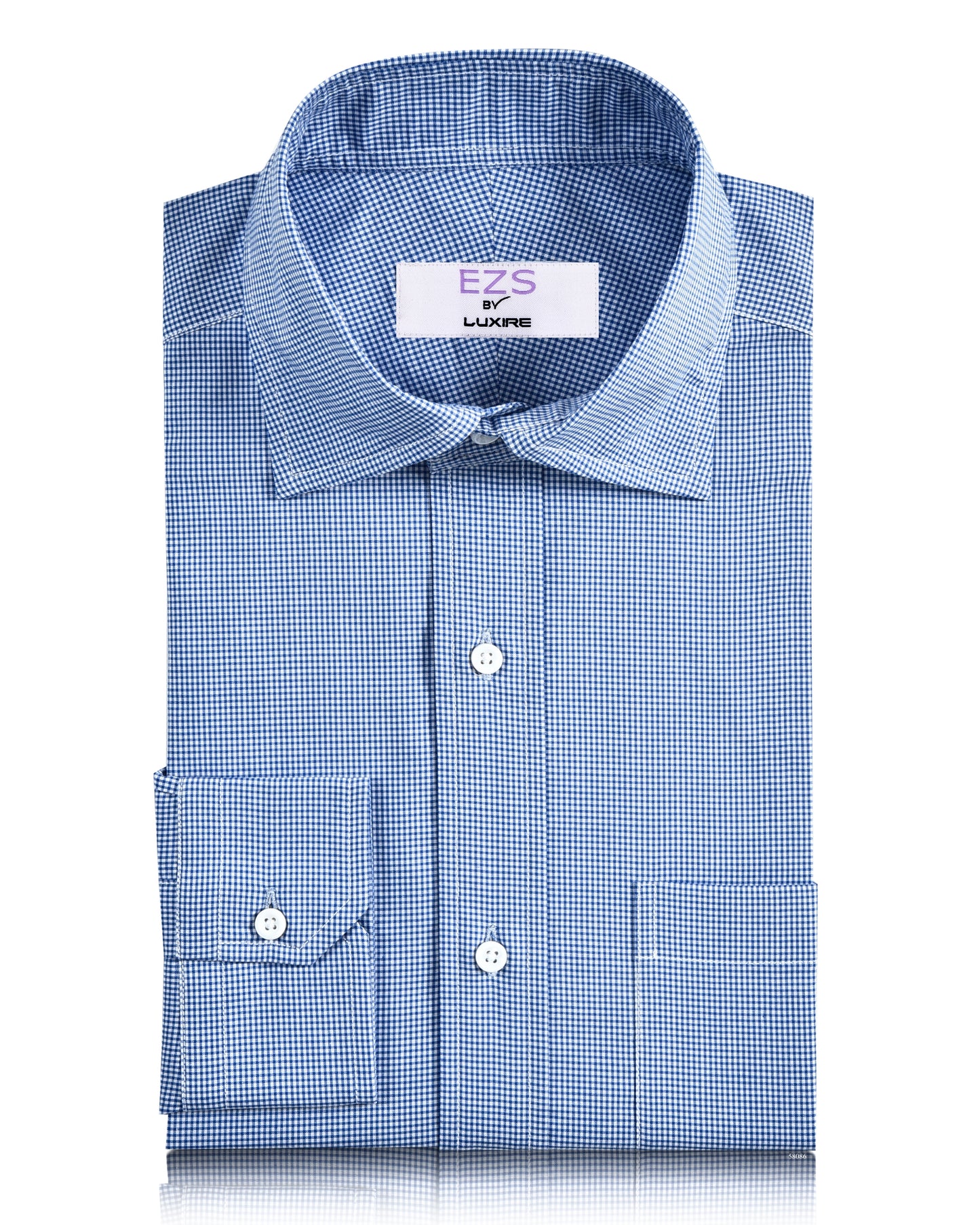 EZS Blue Micro Gingham Checks Shirt