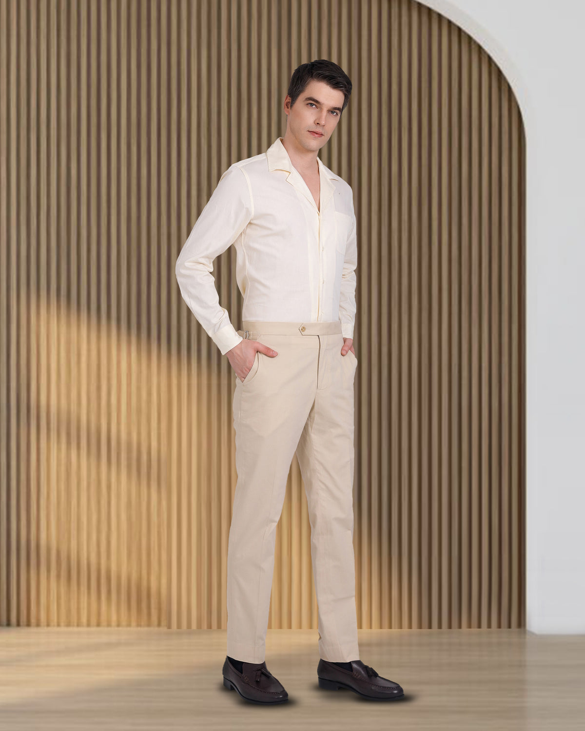 Light Khaki Cotton Dress Pant - 4
