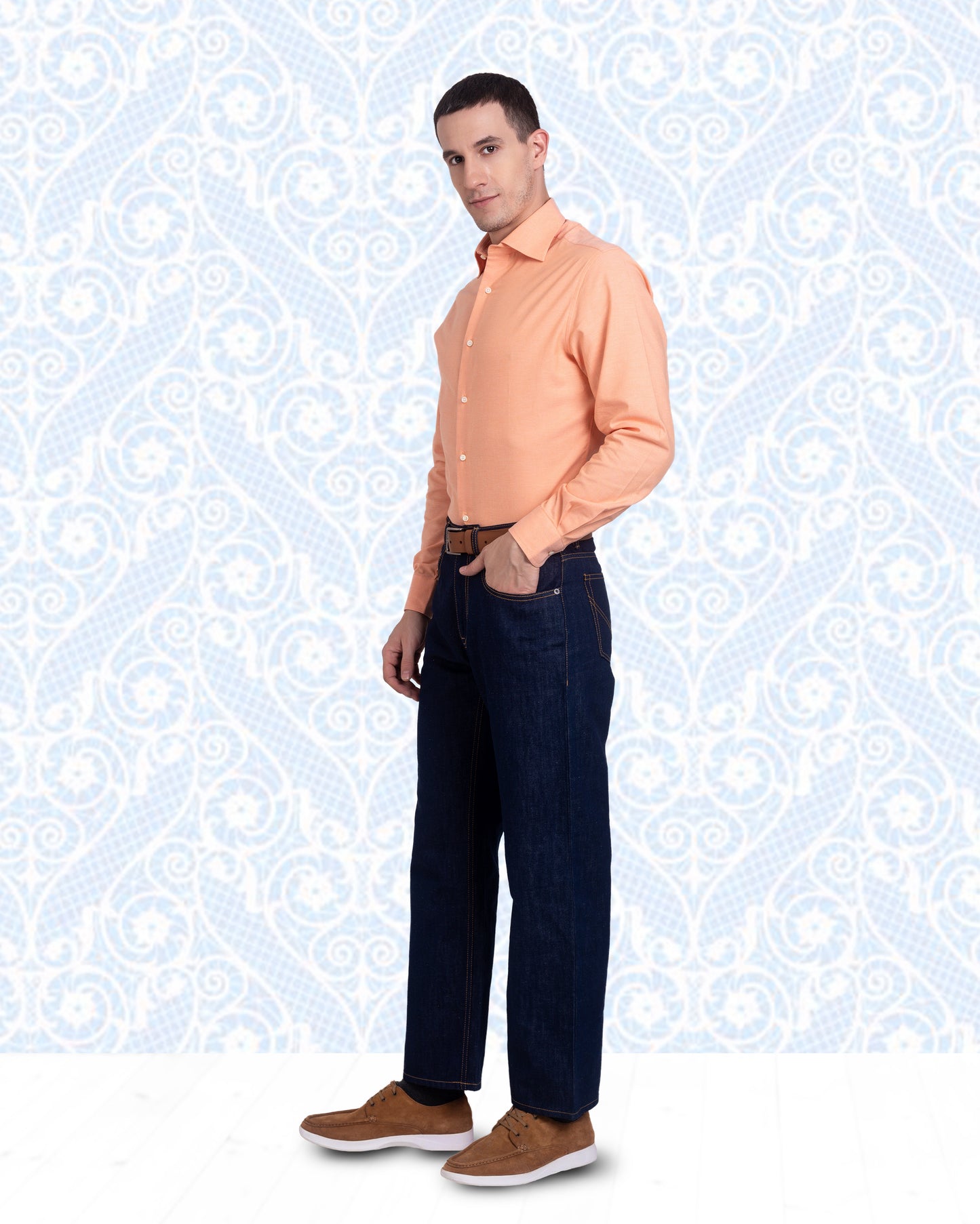 Apricot Orange Pinpoint Oxford Shirt