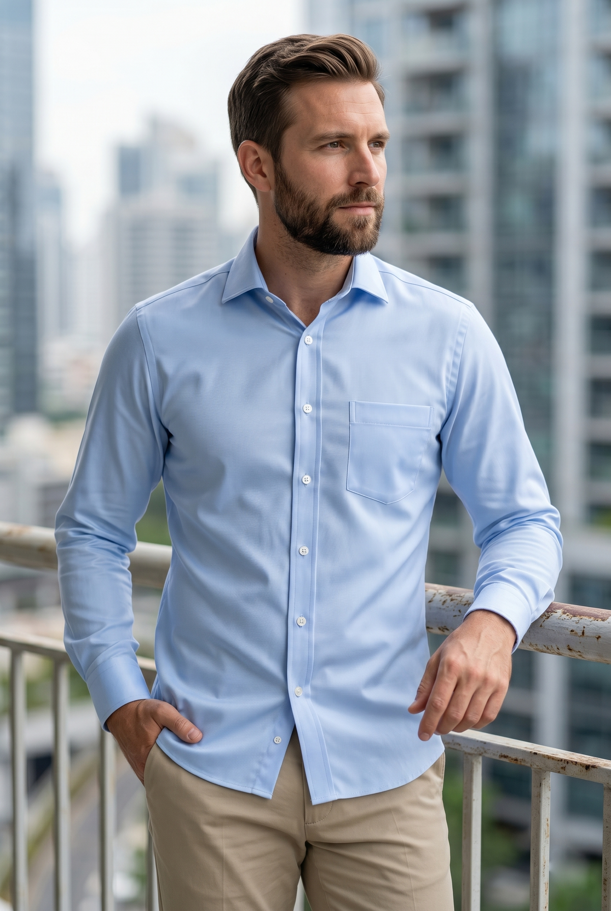 Getzner Blue Royal Oxford Shirt - 1