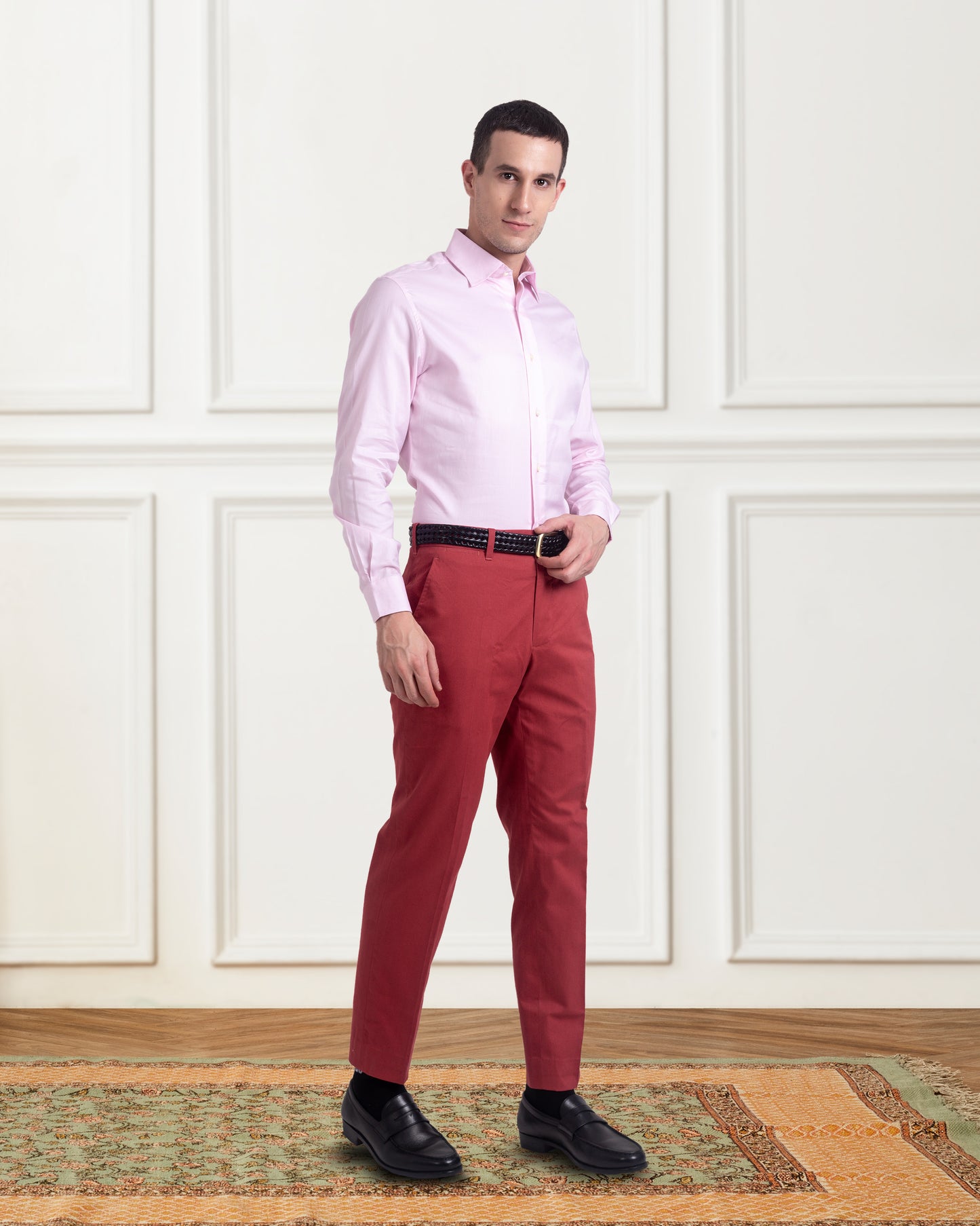 Dugdale Cotton Brick Red Twill Pant