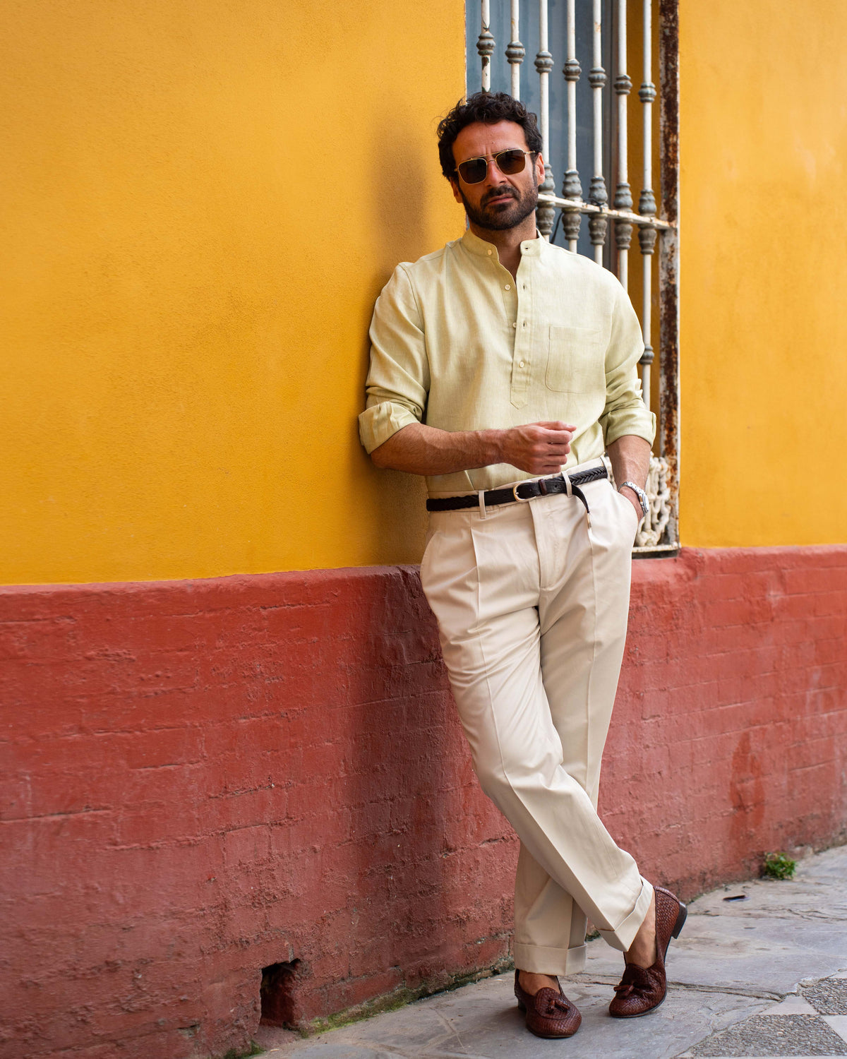 Pleated Sandstone Cotton Twill Pant - 2
