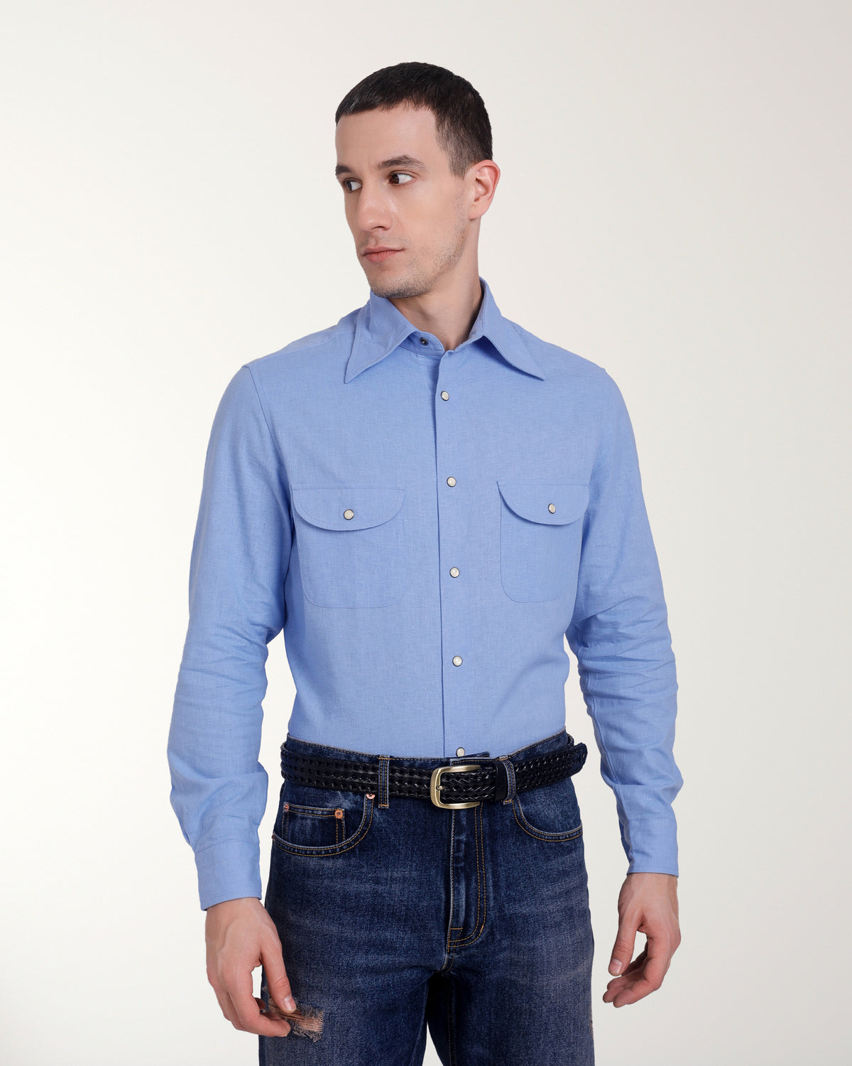 Blue Fresco Madapolam Chambray Western Shirt - 2