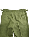 Pleated Fern Green Linen Dress Pant