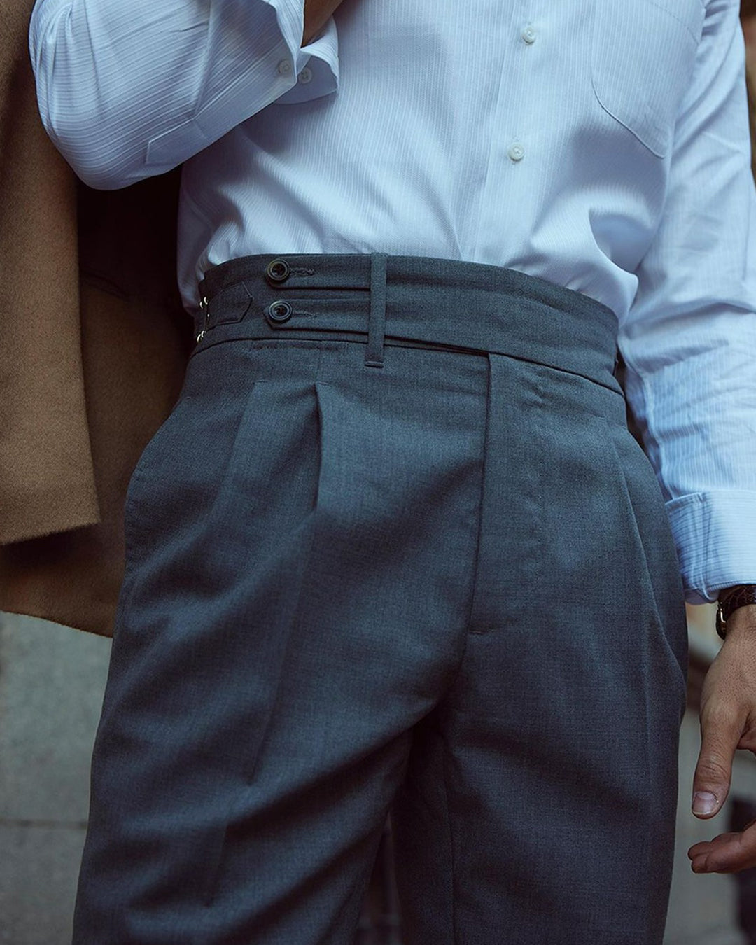 Monti White Self Stripes Business Shirt - 4