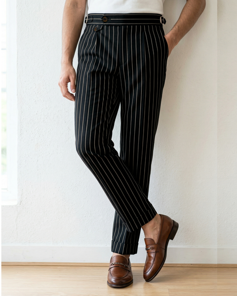 Holland & Sherry Crispaire Black Chalk Stripe