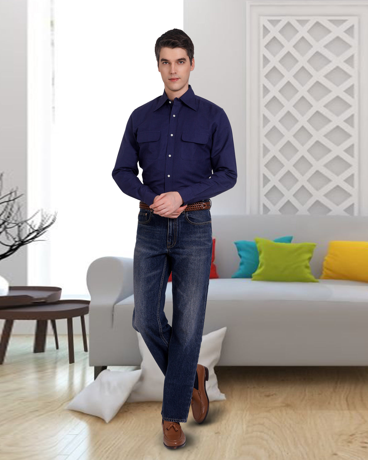 Navy Chambray Shirt - 5