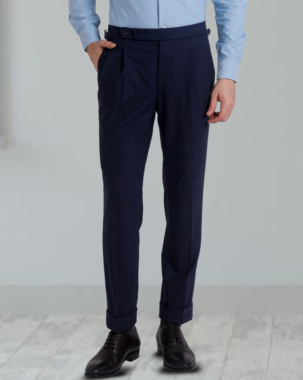 Pleated Vitale Barberis Canonico - 4 Ply Tropical Wool: Dark Indigo Dress Pant - 1