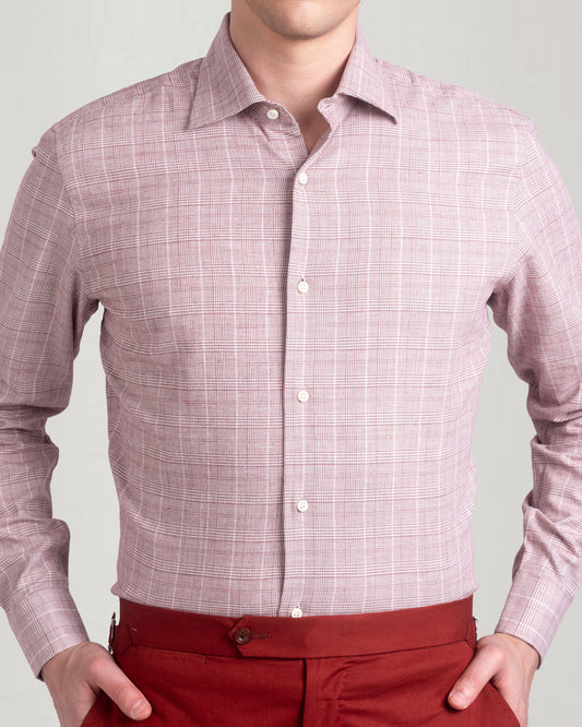 Maroon Prince Of Wales Checks Shirt