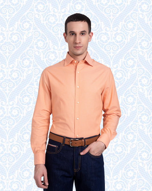 Apricot Orange Pinpoint Oxford Shirt