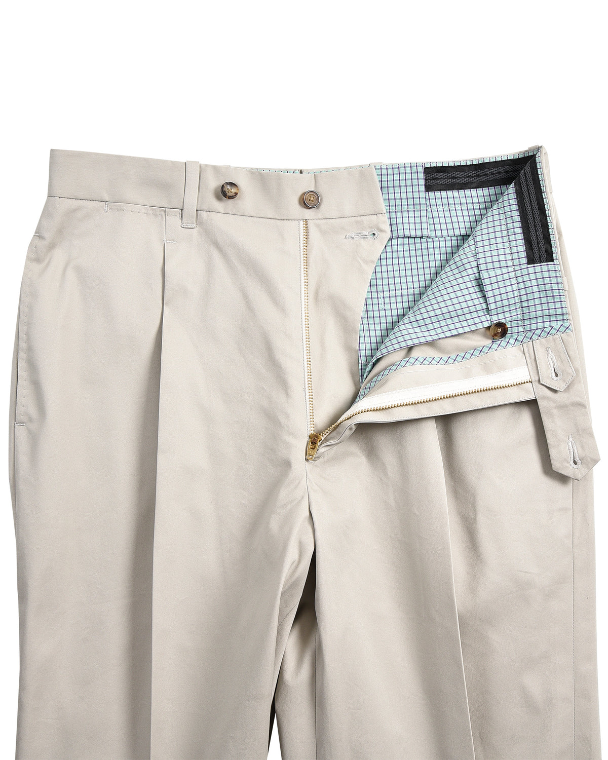 Pleated Light Khaki Cotton Dress Pant - 4
