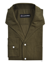 Summer Olive Linen Shirt with one piece collar placket