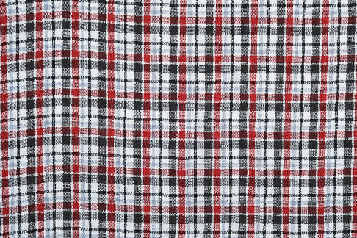 Red Black White Madras Linen - 4