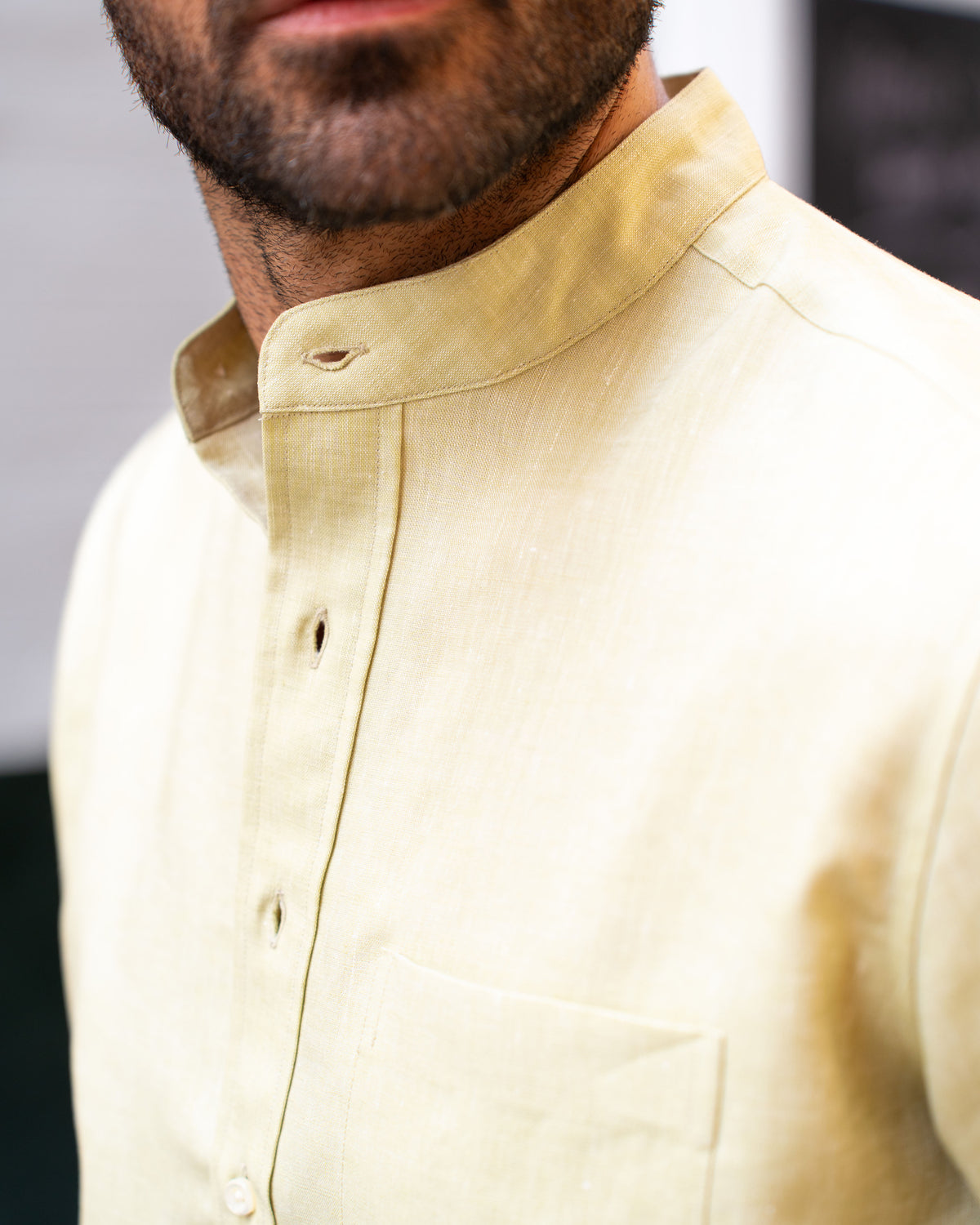Light Olive Green Slub Linen Summer Shirt - 20