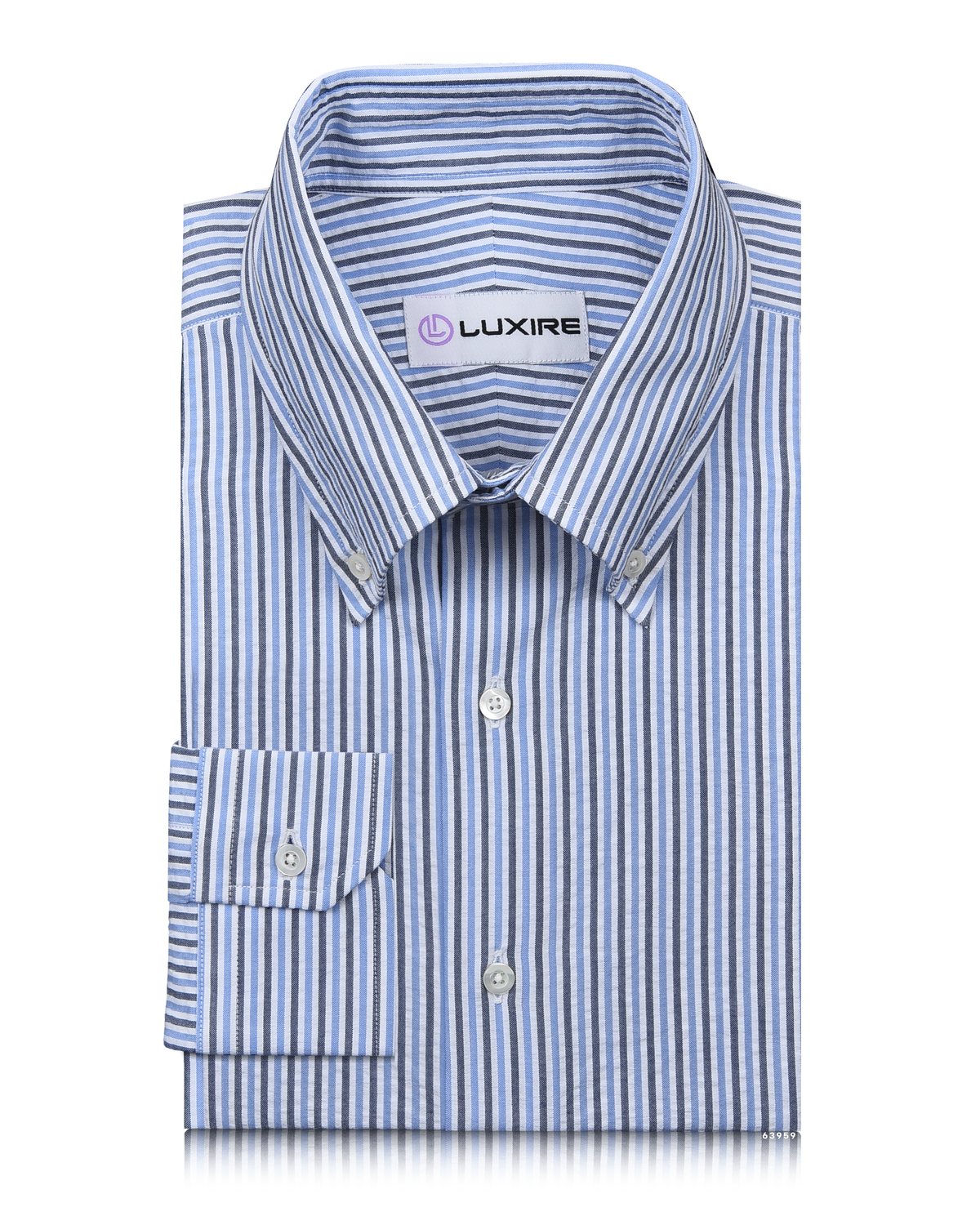 Dark Blue With Black Stripes On White Shirt - 1