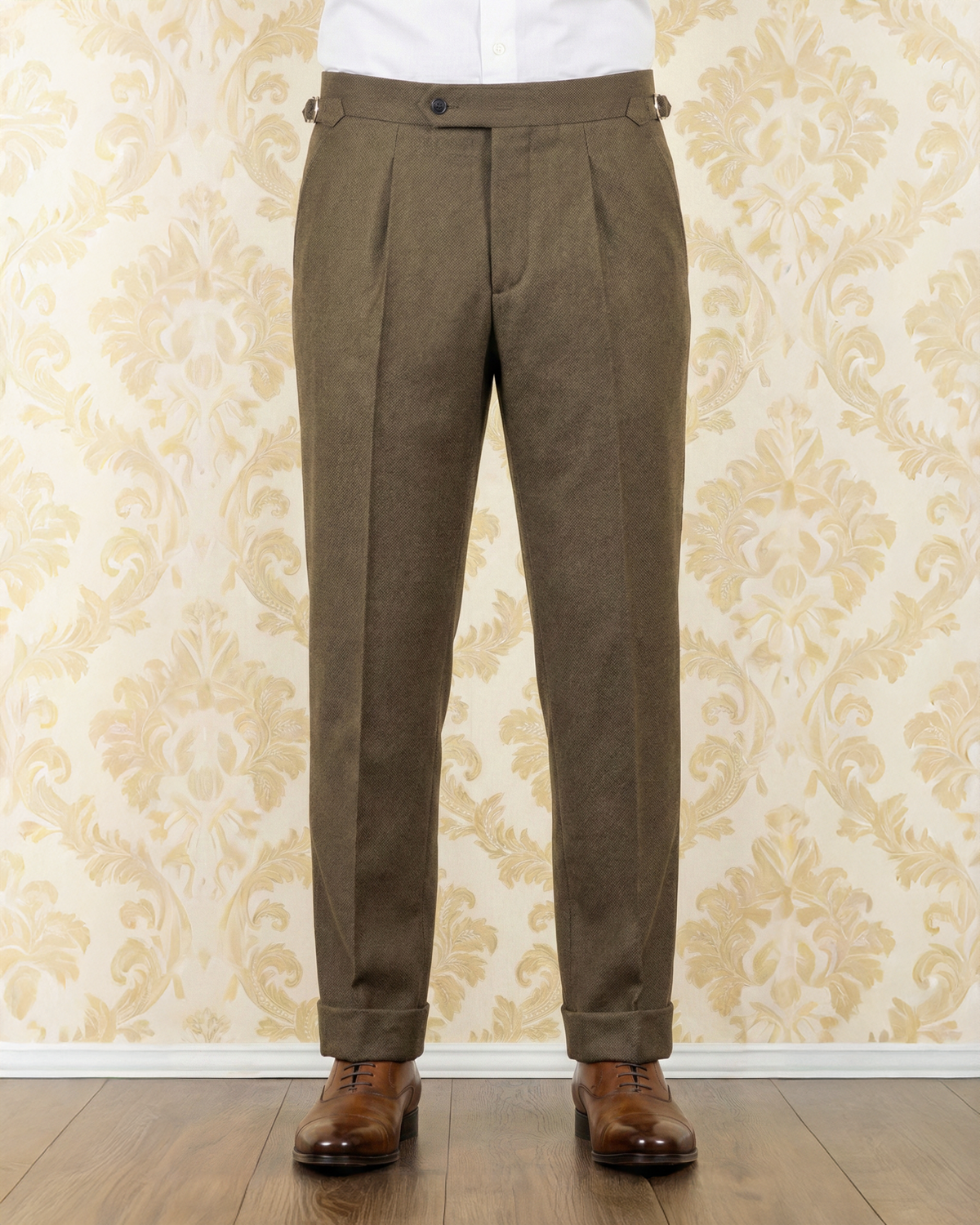 Dugdale Tobacco Wool Flannel Dress Pant - 1