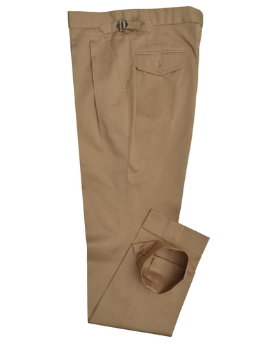 Pleated Military Khaki Dress Pant