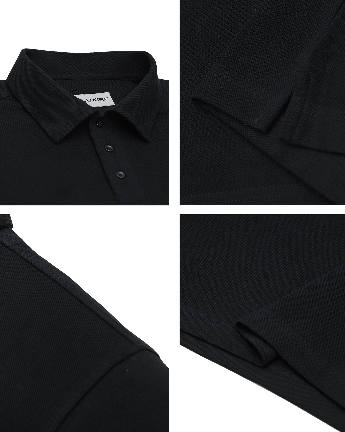 EZS Aria Black Long Sleeve Polo