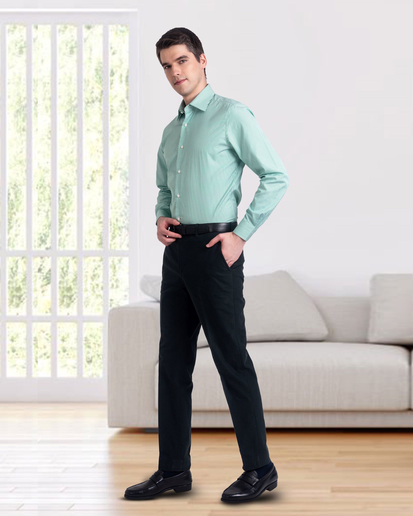 Bottle Green Twill Dress Pant