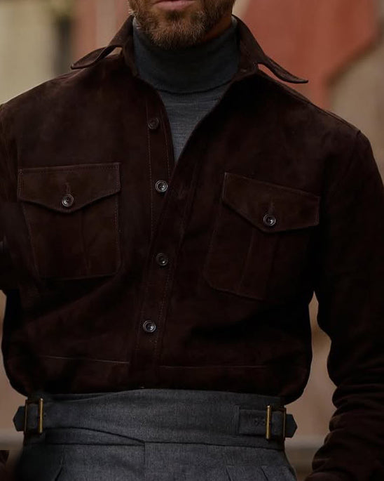 Brown Suede Leather Shirt