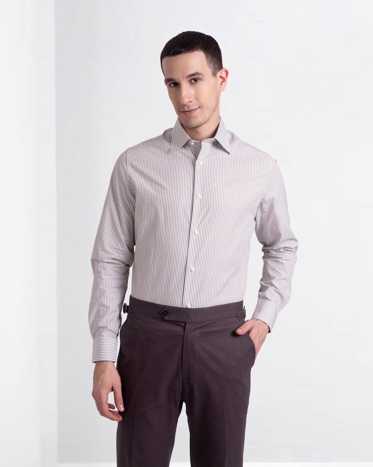 Brown White Candy Stripes Shirt - 3