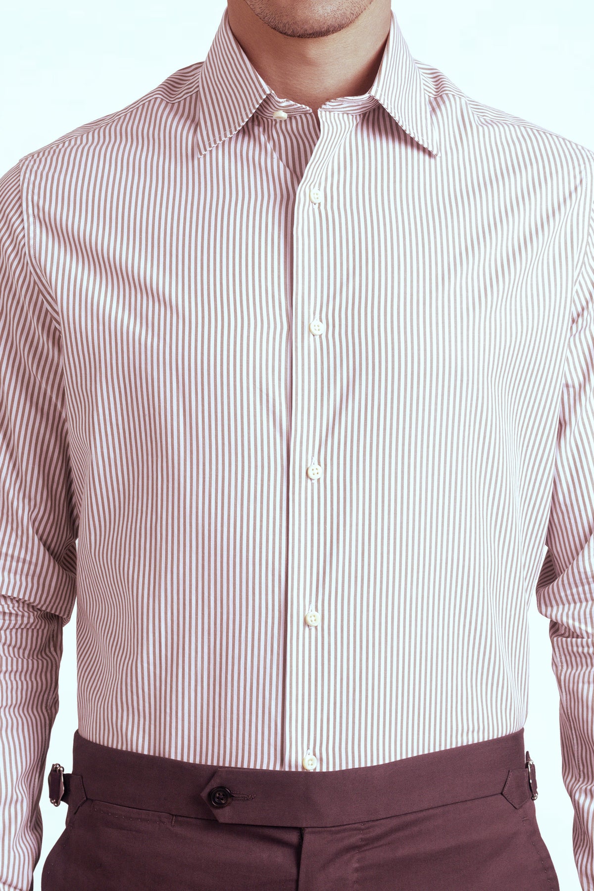 Brown White Candy Stripes Shirt - 2