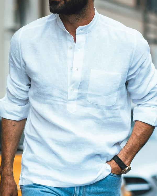 Crisp White Linen Summer Shirt - 1