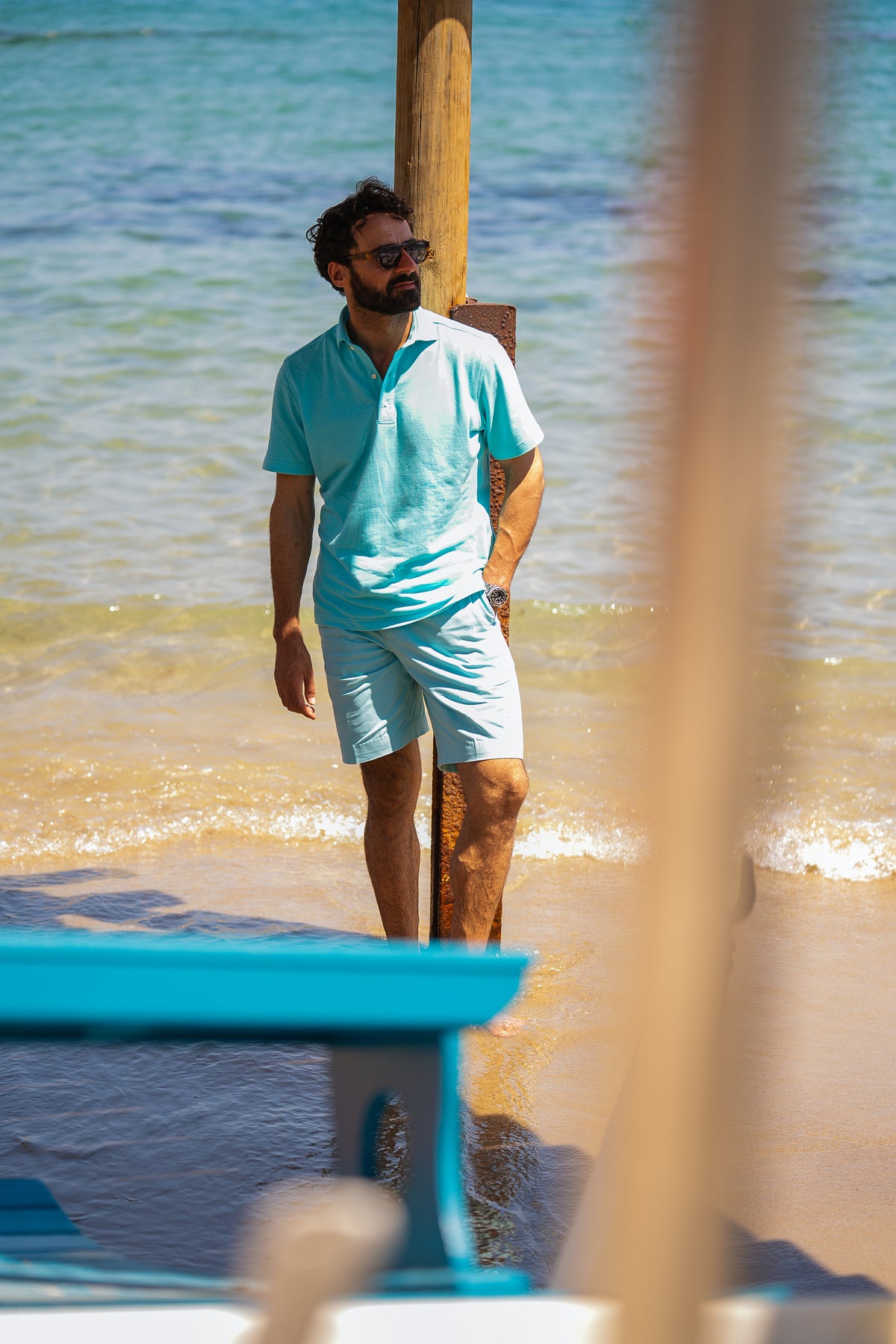 Electric Blue Cotton Twill Shorts - 6