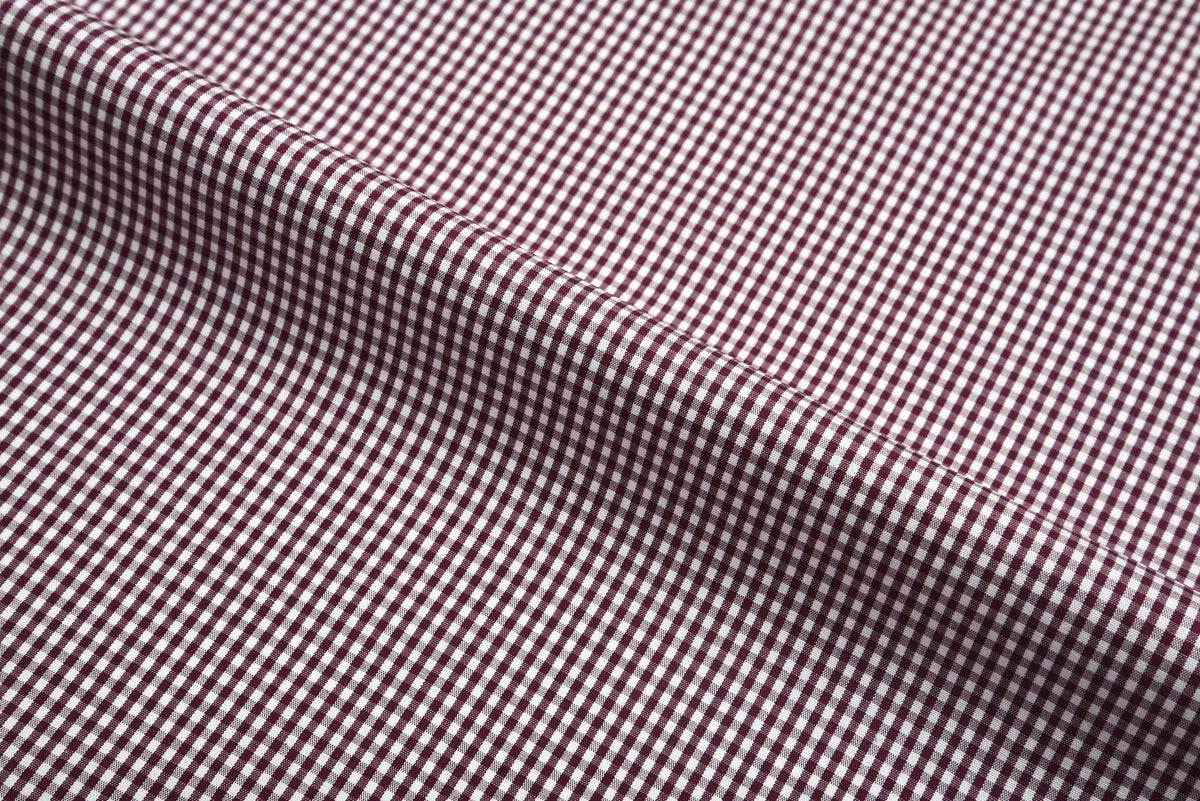 Maroon & White Gingham Shirt - 1