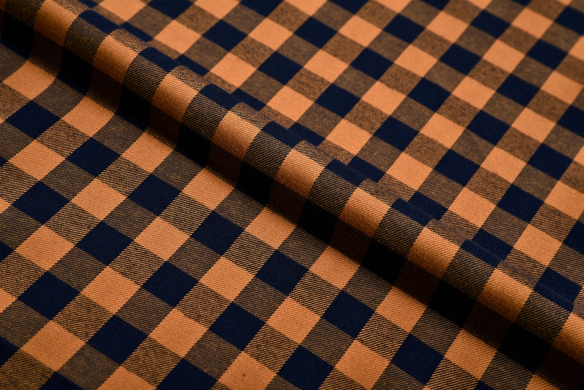 Navy tan Gingham Shirt - 4