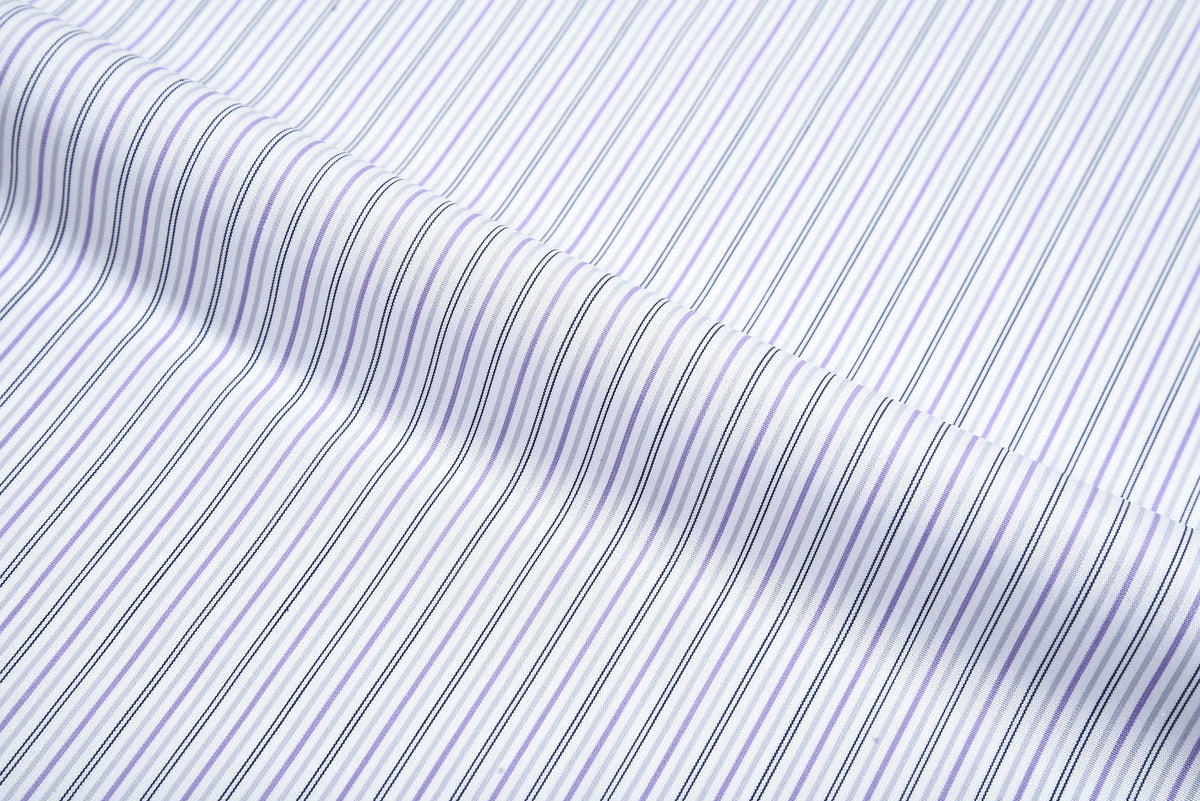 Alumo Light Grey And Purple Thin Navy Stripes - 1