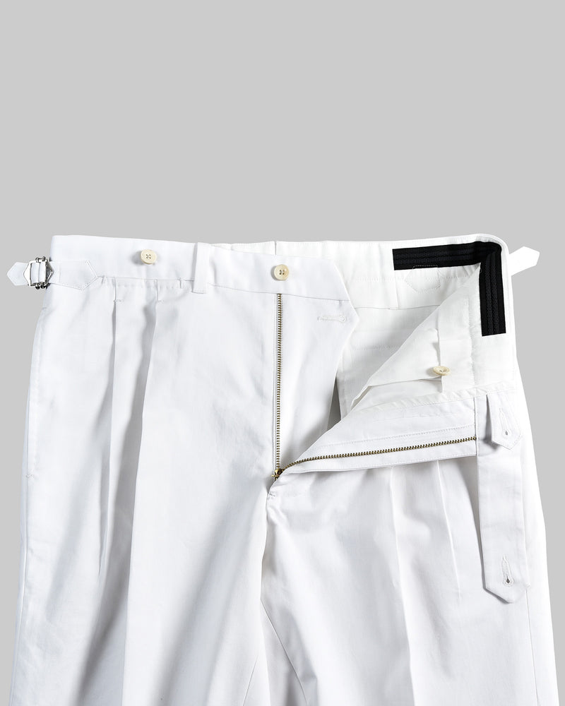 White Cotton Twill Dress Pant
