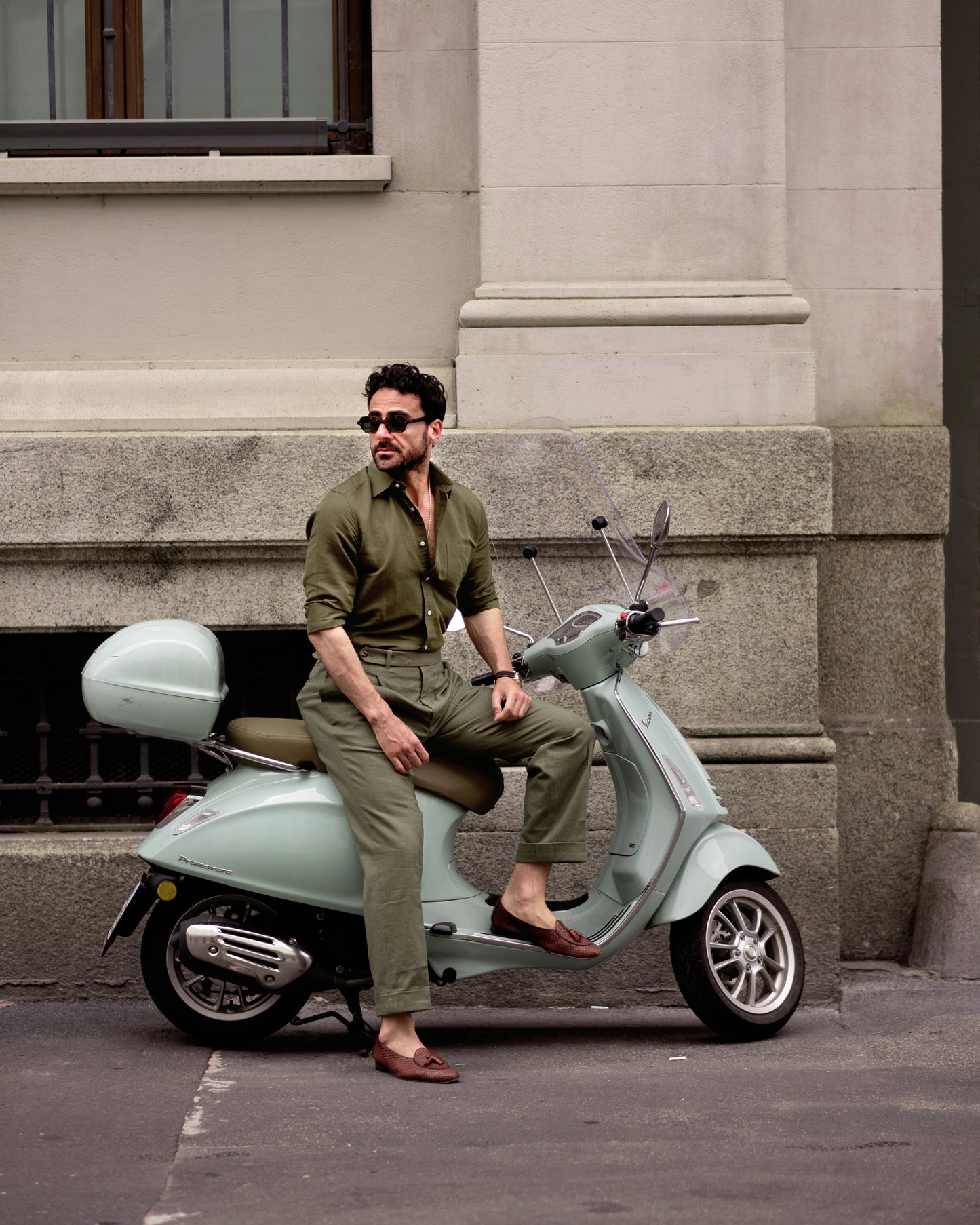 Olive Green Linen Shirt