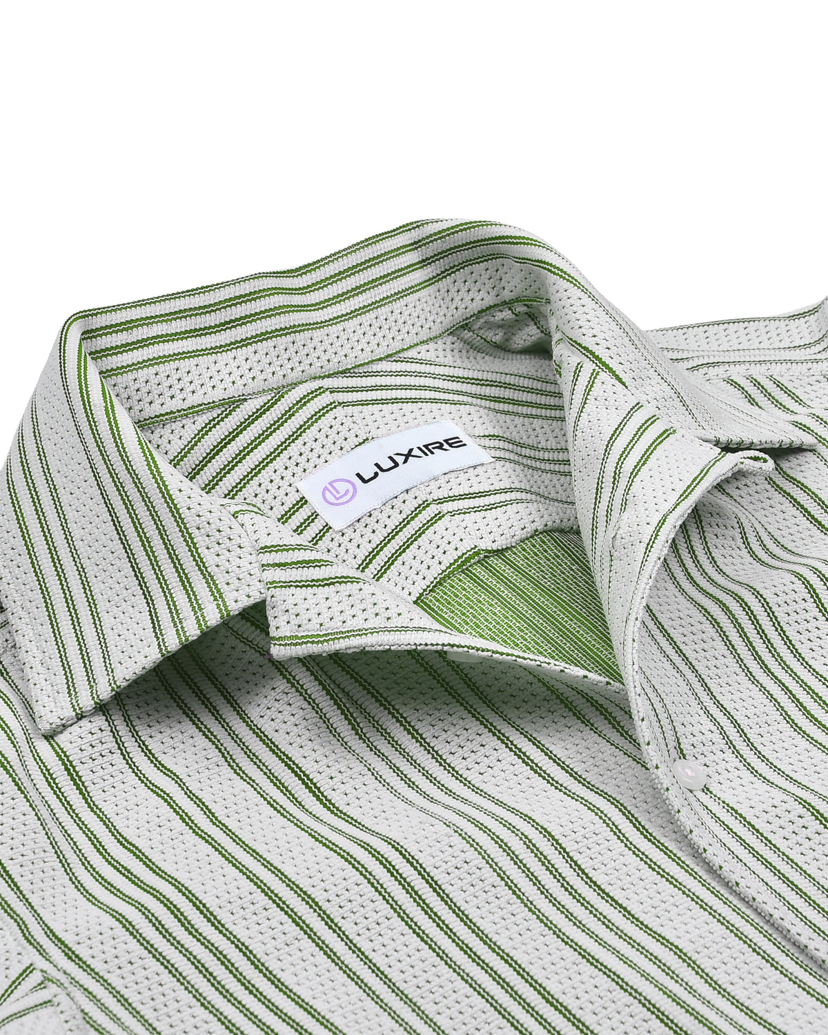 Summer Camp Collar Casual Shirt in White and Green Stripes - 3