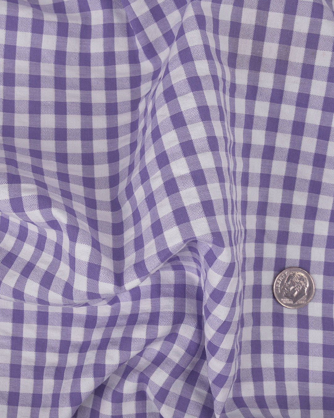 Purple White Gingham Checks Seersucker