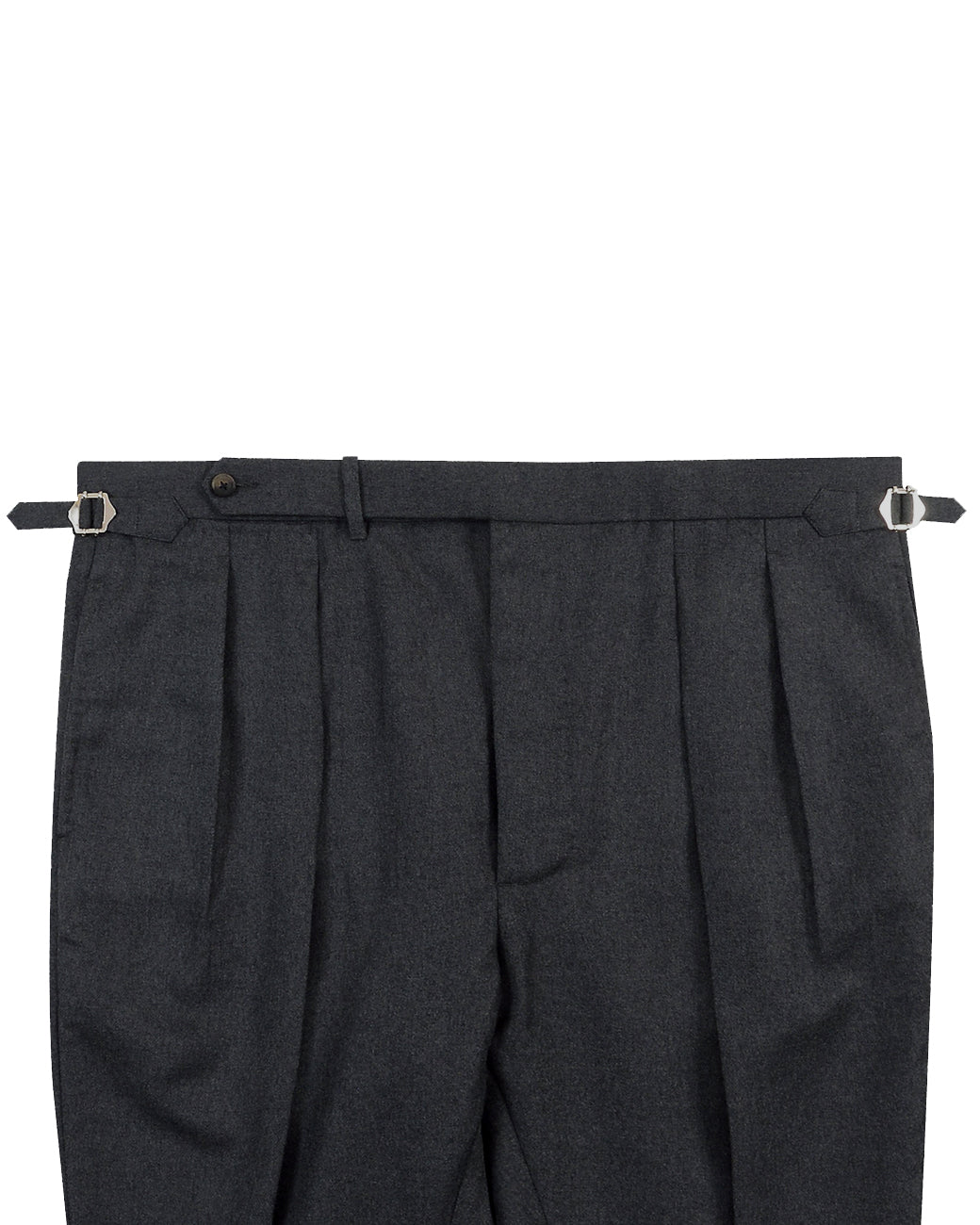 Dugdale Dark Grey Wool Flannel High Waisted Pant