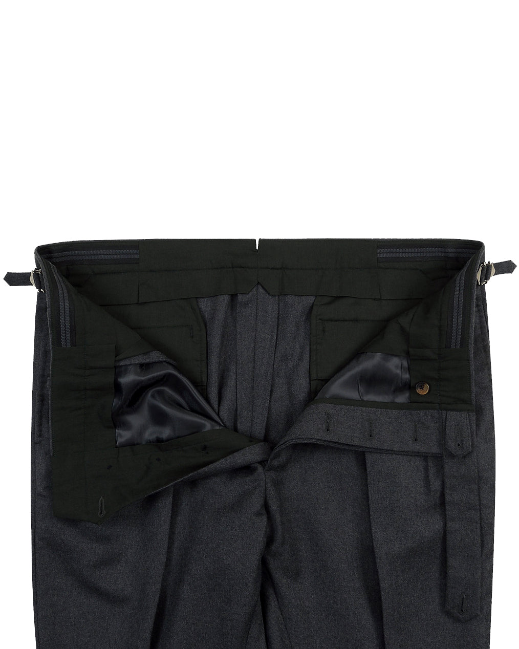 Dugdale Dark Grey Wool Flannel High Waisted Pant - 3