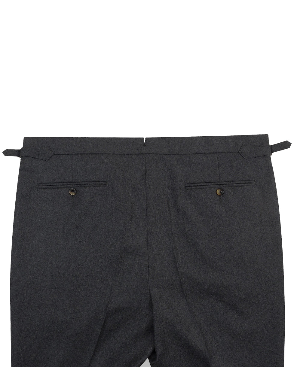 Dugdale Dark Grey Wool Flannel High Waisted Pant - 4