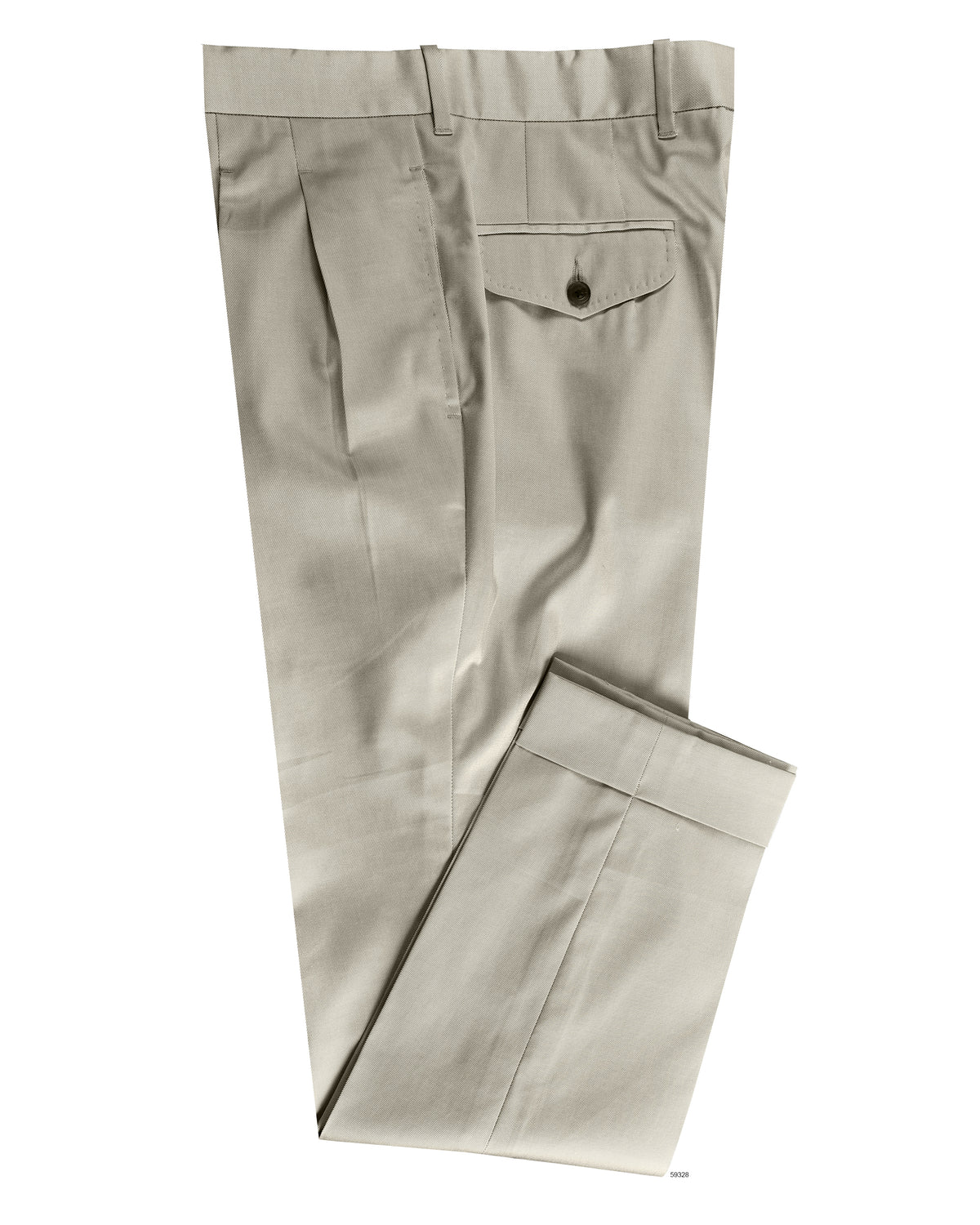 Pleated Ivory Cotton Twill Dress Pant - 1